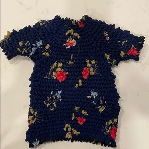 Stretchy navy floral blouse